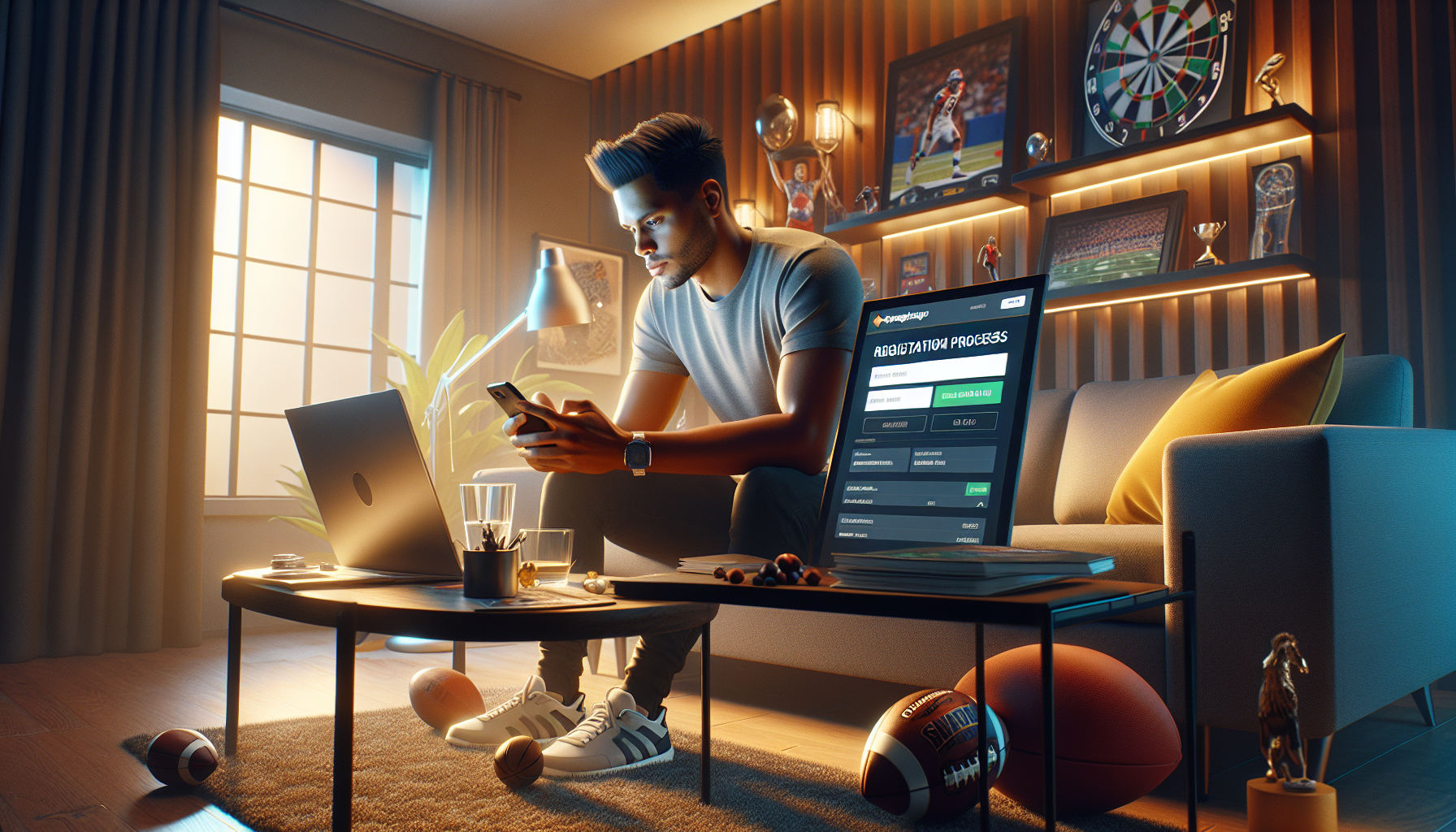Usuario argentino registrándose en Bet365 usando laptop y smartphone