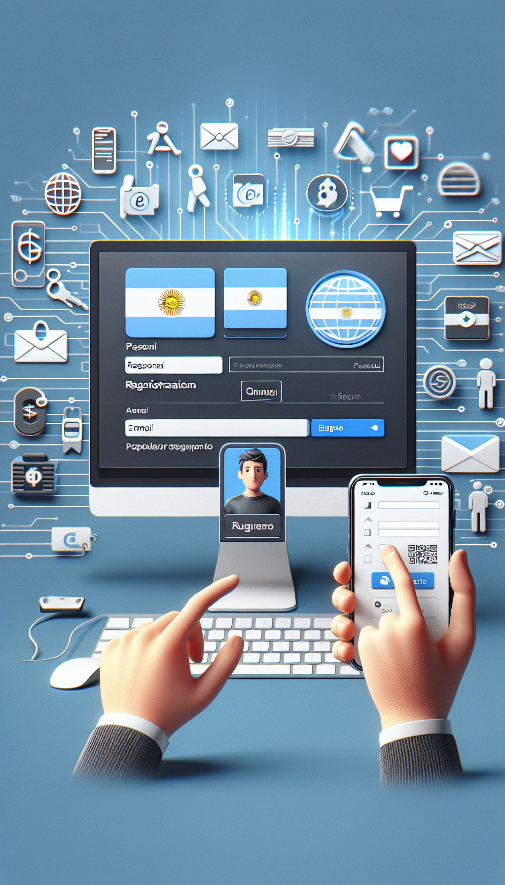 Usuario argentino llenando formulario de registro en Bet365 con métodos de pago locales
